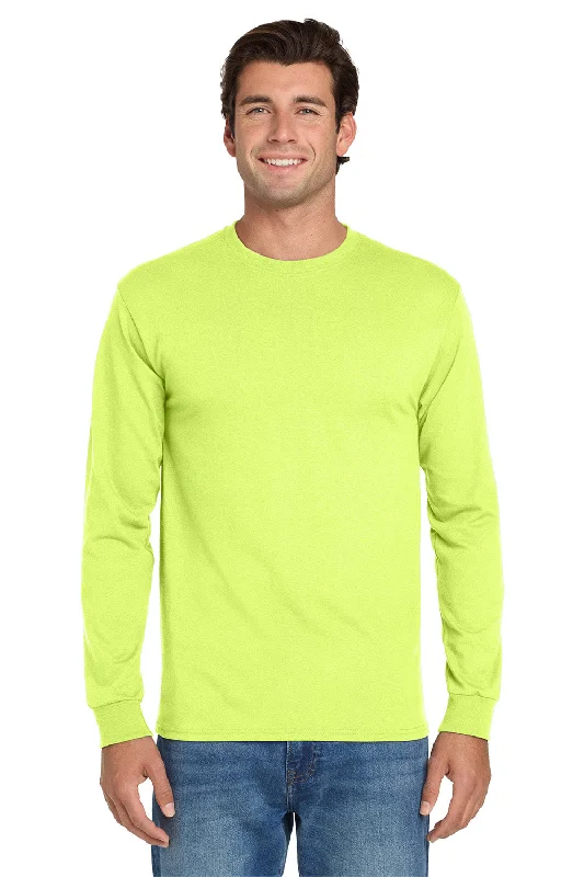 Men's short-sleeve rich sporty-subtle-loud-fuchsia top-Jerzees Mens Dri-Power Moisture Wicking Long Sleeve Crewneck T-Shirt - Safety Green