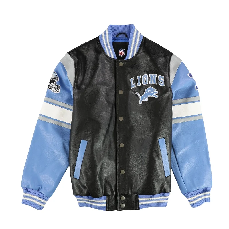 Men's vintage motorcycle jackets-G-III Sports Mens Detroit Lions Varsity Jacket, Multicoloured, Small