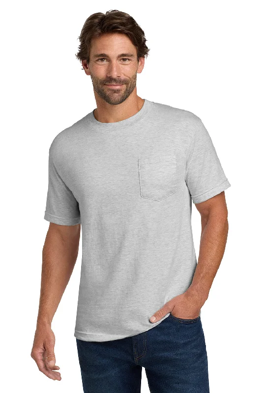 Men's short-sleeve sleek neutral-casual-new-elastic shirt-Hanes Mens Beefy-T Short Sleeve Crewneck T-Shirt w/ Pocket - Ash Grey