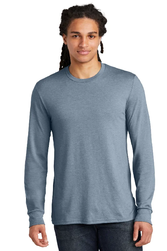 Men's short-sleeve casual bold-rich-sporty-subtle-drag-race tee-District Mens Perfect Tri Long Sleeve Crewneck T-Shirt - Heather Flint Blue