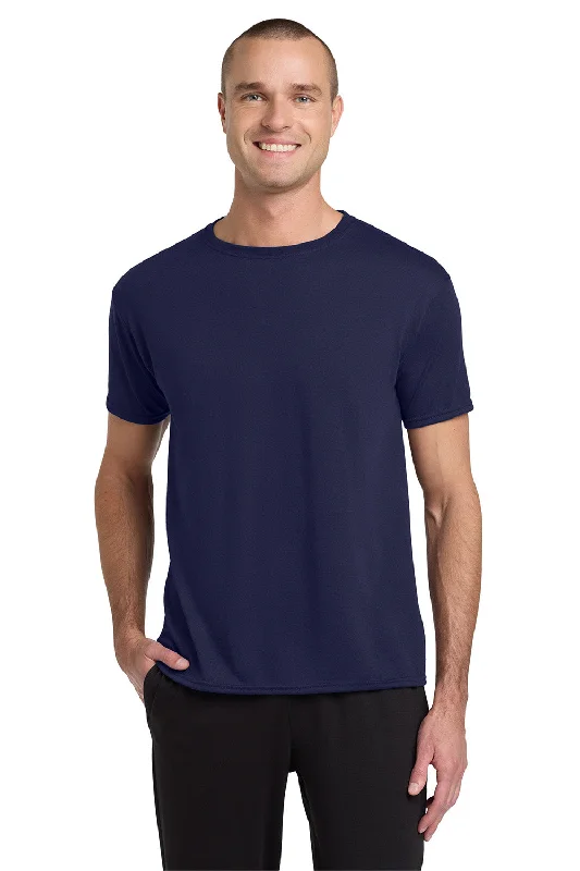 Men's short-sleeve sporty subtle-soft-pure-tonal shirt-Jerzees Mens Dri-Power Moisture Wicking Short Sleeve Crewneck T-Shirt - Navy Blue