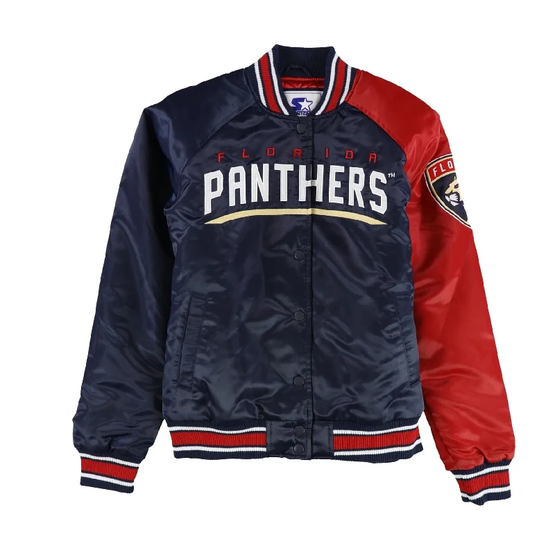 Men's tailored sports jackets-STARTER Mens Florida Panthers Varsity Jacket, Blue, Small