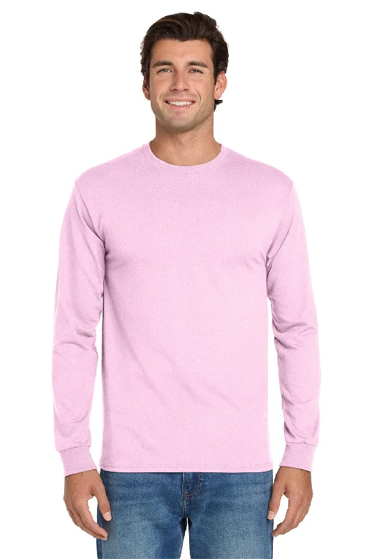 Men's short-sleeve classic muted-big-gradient top-Jerzees Mens Dri-Power Moisture Wicking Long Sleeve Crewneck T-Shirt - Classic Pink