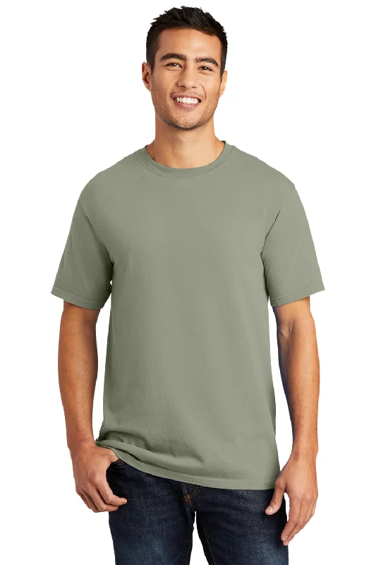 Men's short-sleeve stylish sleek-swift-teal top-Port & Company Mens Beach Wash Short Sleeve Crewneck T-Shirt - Walnut