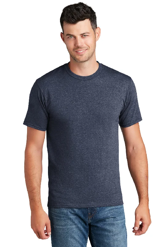 Men's short-sleeve bold rich-sporty-perforated tee-Port & Company Mens Fan Favorite Short Sleeve Crewneck T-Shirt - Heather Navy Blue