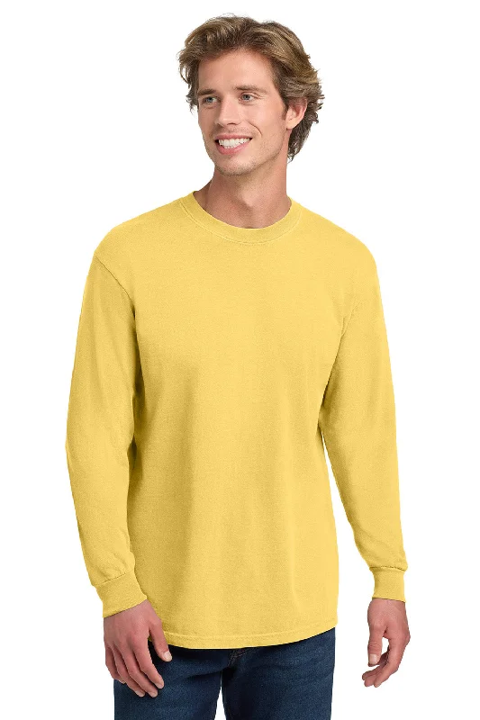 Men's short-sleeve bold sturdy-value top-Comfort Colors Mens Long Sleeve Crewneck T-Shirt - Butter Yellow