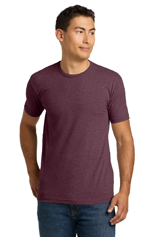 Men's short-sleeve casual bold-shredding top-Next Level Mens CVC Jersey Short Sleeve Crewneck T-Shirt - Heather Maroon