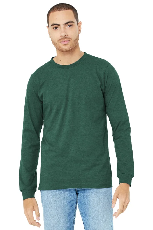 Men's short-sleeve classic muted-lacrosse top-Bella + Canvas Mens CVC Long Sleeve Crewneck T-Shirt - Heather Forest Green