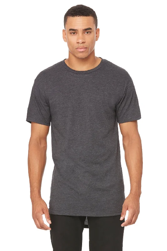 Men's short-sleeve muted fresh-cool-stone top-Bella + Canvas Mens Long Body Urban Short Sleeve Crewneck T-Shirt - Heather Dark Grey - Closeout