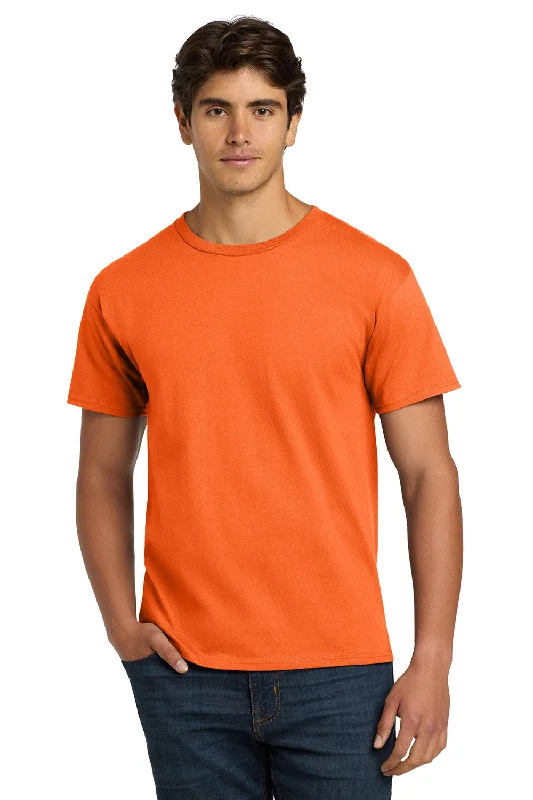 Men's short-sleeve plush mock-neck tee-Hanes Mens ComfortSoft Short Sleeve Crewneck T-Shirt - Safety Orange