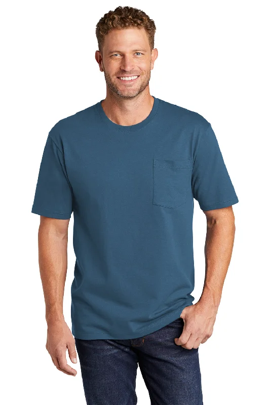 Men's short-sleeve modern vibrant-tight-tan tee-CornerStone Mens Short Sleeve Crewneck T-Shirt w/ Pocket - Regatta Blue