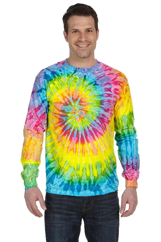 Men's short-sleeve subtle soft-grill top-Tie-Dye Mens Long Sleeve Crewneck T-Shirt - Saturn