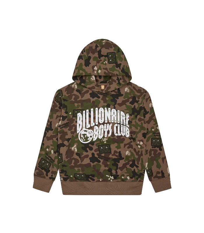 men's-hoodie-with-back-field-KIDS CAMO ARCH LOGO POPOVER HOOD - BROWN CAMO