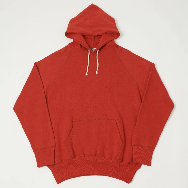 men's-hoodie-with-back-fold-Denime Lot. 262 4-Needle Hooded Sweatshirt - Red