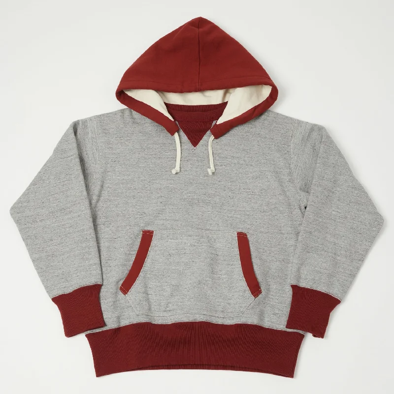 men's-hoodie-with-rapids-graphic-Freewheelers 2034003 Double Face 3-Tone Sweat Parka - Grey/Crimson