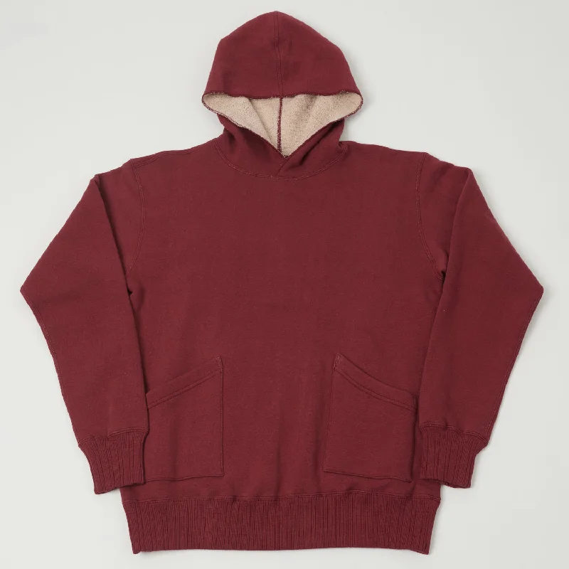 men's-hoodie-with-poplin-texture-Full Count 3760 Lock & Closs Hoodie Mother Cotton Hoodie - Burgundy