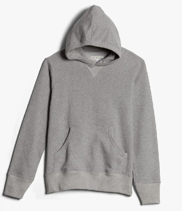 men's-hoodie-with-back-tract-Merz b. Schwanen 382 Hooded Sweatshirt - Grey Melange