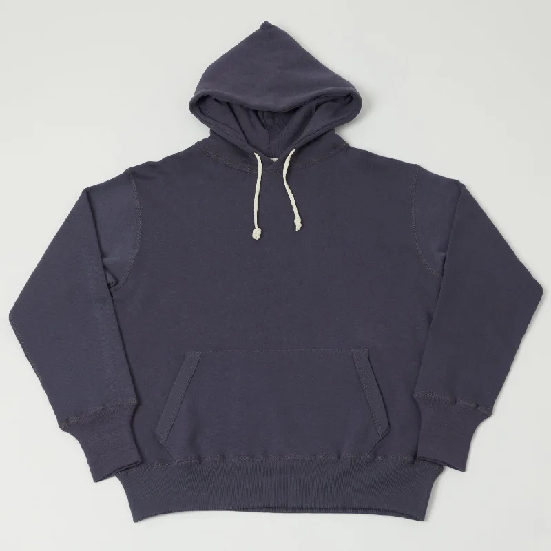 men's-hoodie-in-alley-brown-Warehouse & Co 450 Two Needle Hooded Sweatshirt - Navy/Eggplant