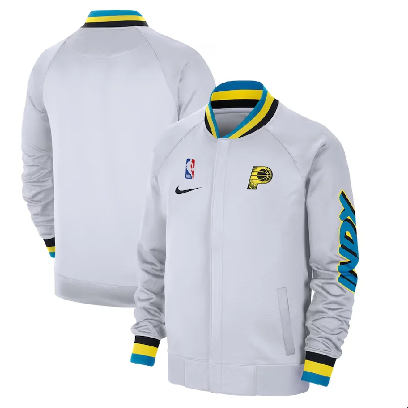 men's-hoodie-for-winter-fishing-Adult Indiana Pacers 24-25' CITY EDITION Showtime Jacket in White by Nike