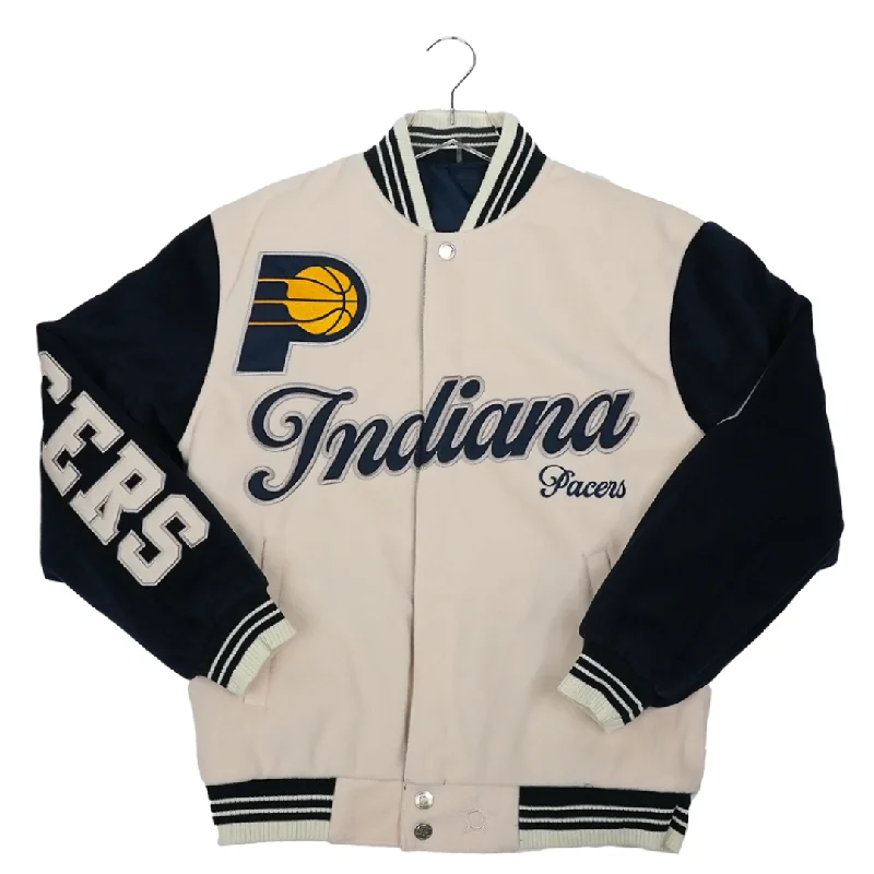 men's-hoodie-in-highway-white-Adult Indiana Pacers Wool Varsity Full-Zip Reversible Jacket in Natural by J.H. Designs