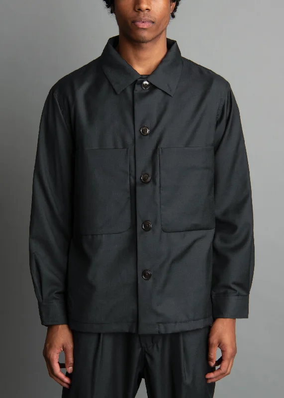 Men's recycled jackets-Altercate Wool Jacket Black