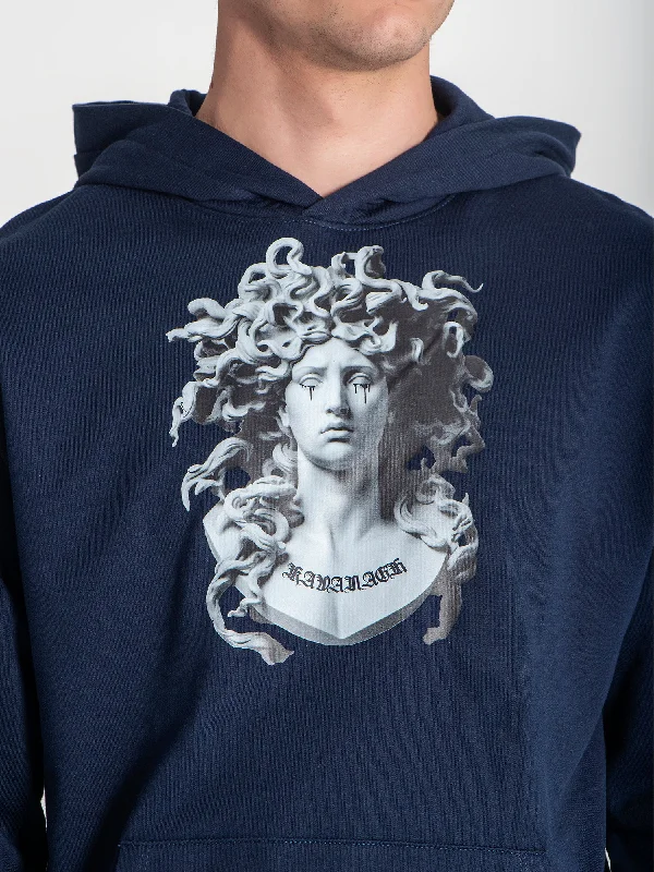 men's-hoodie-with-silk-finish-Blue Medusa Hoodie