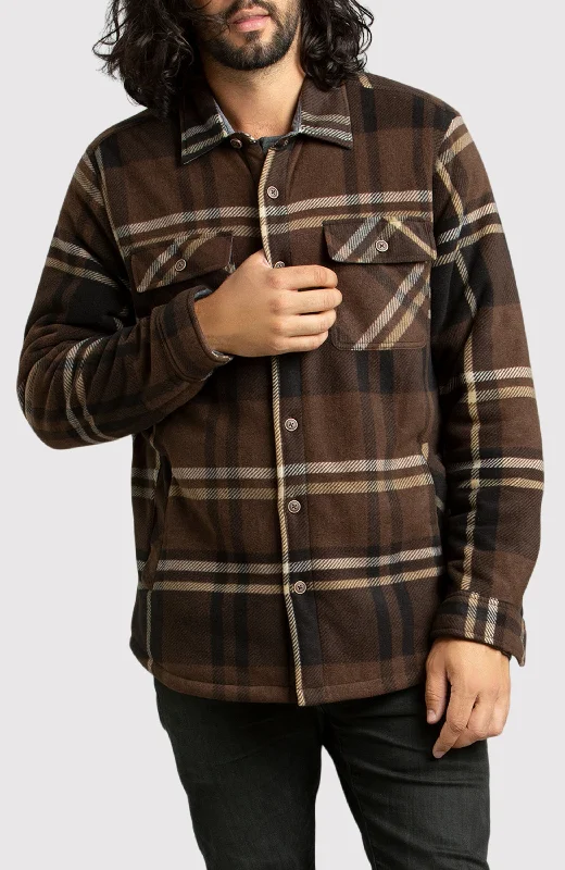 Men's button-up jackets-Brown Polar Fleece Shirt Jacket