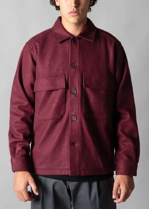 Men's classic denim jackets-Burgundy Propaganda Jacket