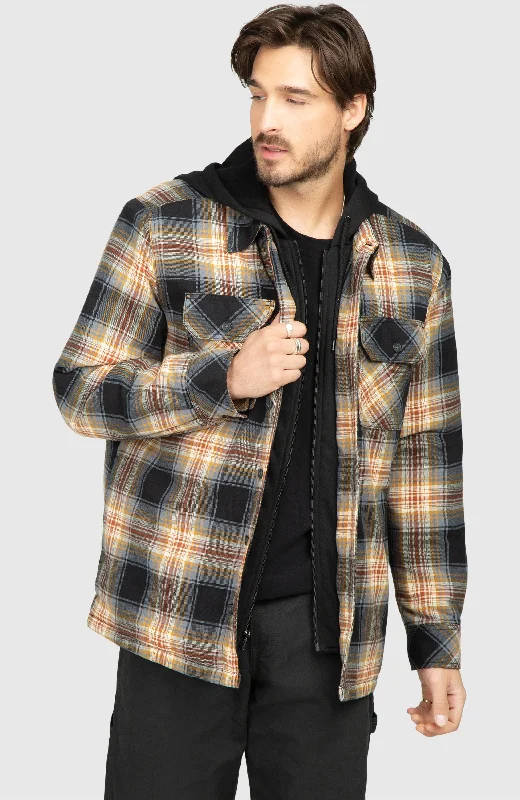 Men's trench jackets-Chestnut Hooded Flannel Shirt Jacket