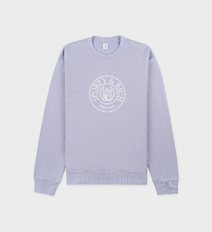 men's-hoodie-in-alley-brown-Connecticut Crest Crewneck - Washed Periwinkle/White