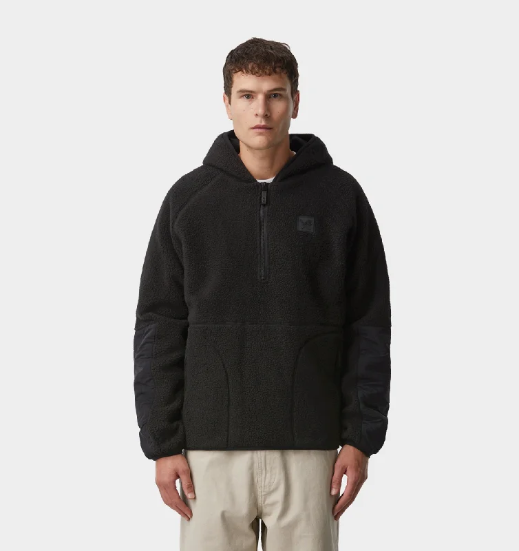 Men's sustainable jackets-Dudley Sherpa Hood - Black