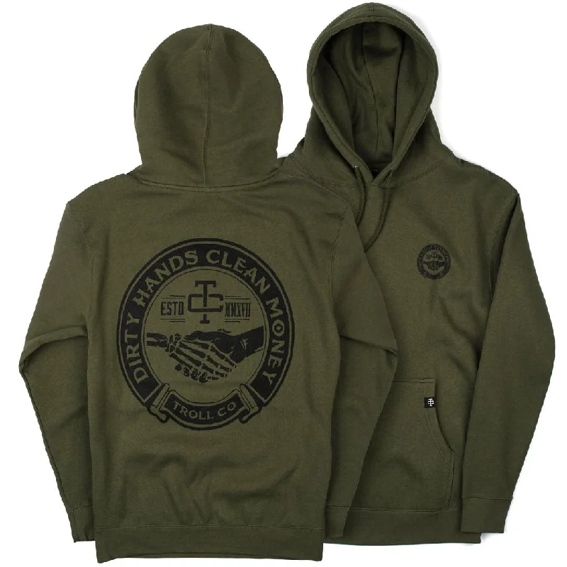 men's-hoodie-with-hood-fold-Haggler Hoodie: Military Green