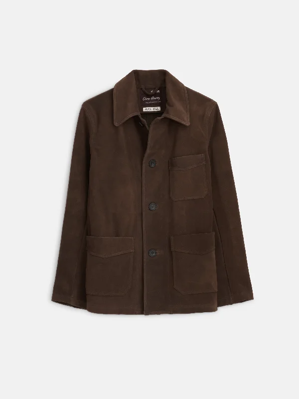 Men's casual trench jackets-Owen Barry x Alex Mill Work Jacket in Suede