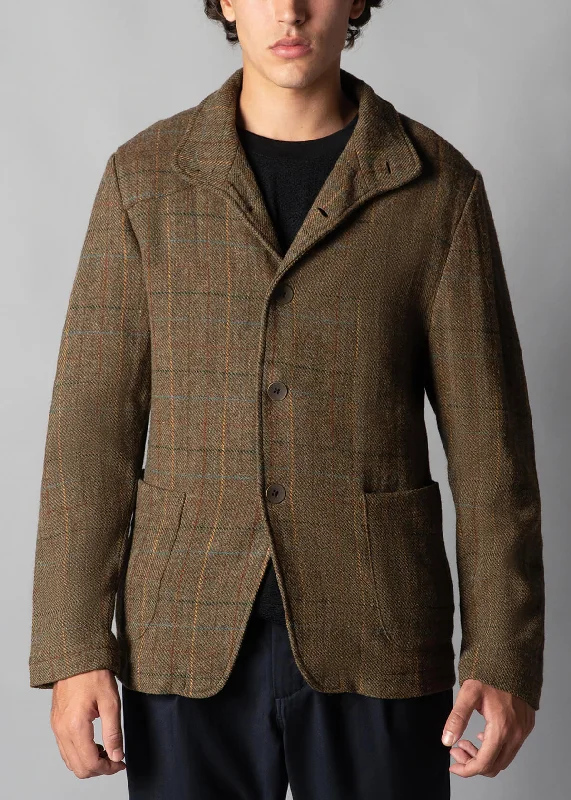 Men's button-up jackets-Hunting Jacket Green Plaid