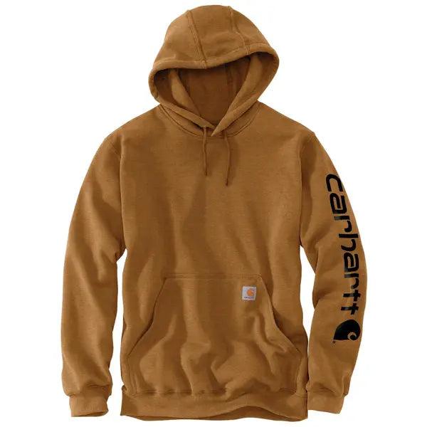 men's-hoodie-for-snow-hikes-K288 Loose Fit Midweight Logo Sleeve Graphic Hoodie - Carhartt Brown