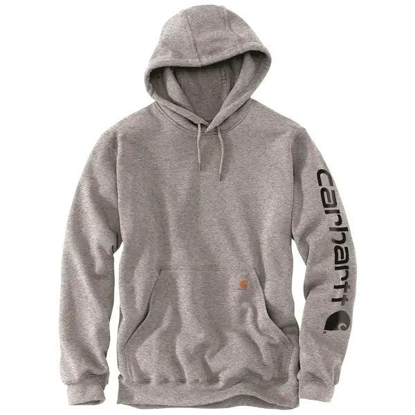 men's-hoodie-for-snowshoeing-K288 Loose Fit Midweight Logo Sleeve Graphic Hoodie - Heather Grey