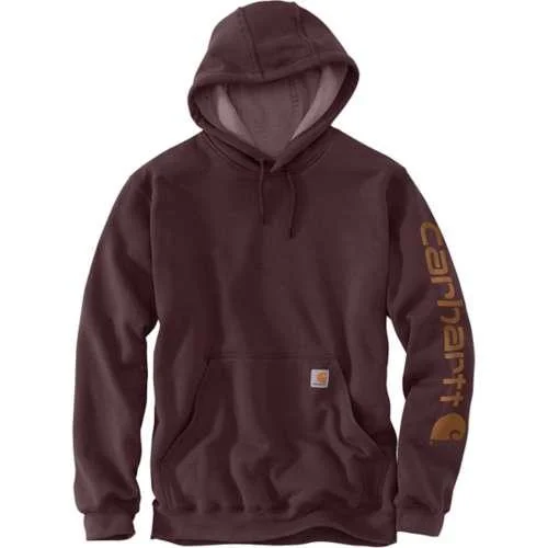 men's-hoodie-with-hood-curve-K288 Loose Fit Midweight Logo Sleeve Graphic Hoodie - Port