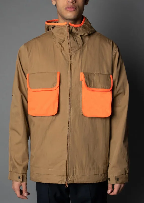 Men's waterproof winter jackets-Nara Waxed Cargo Jkt Almond