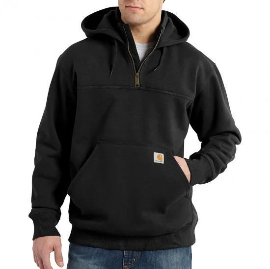 men's-hoodie-for-ice-hockey-Rain defender® loose fit heavyweight quarter-zip hoodie - Black