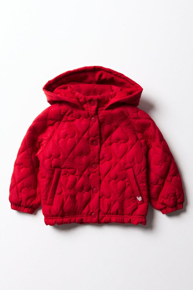 Men's designer leather jackets-Quilted Hooded Jacket Red