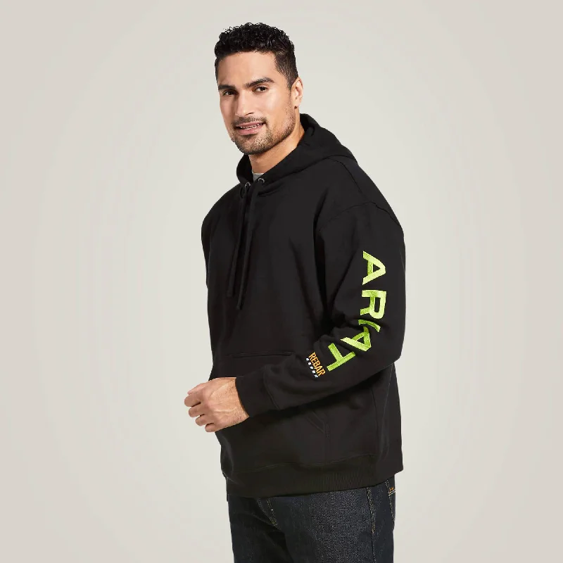 men's-hoodie-with-hood-twist-Rebar Graphic Hoodie - Black / Lime