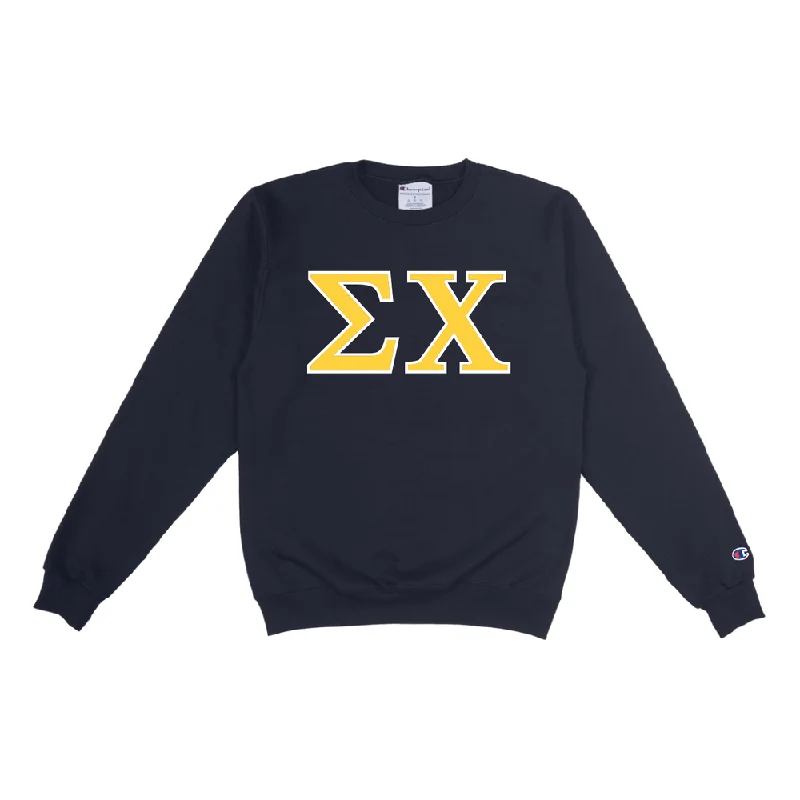 men's-hoodie-for-ice-climbing-Sigma Chi Letters Crewneck in Navy