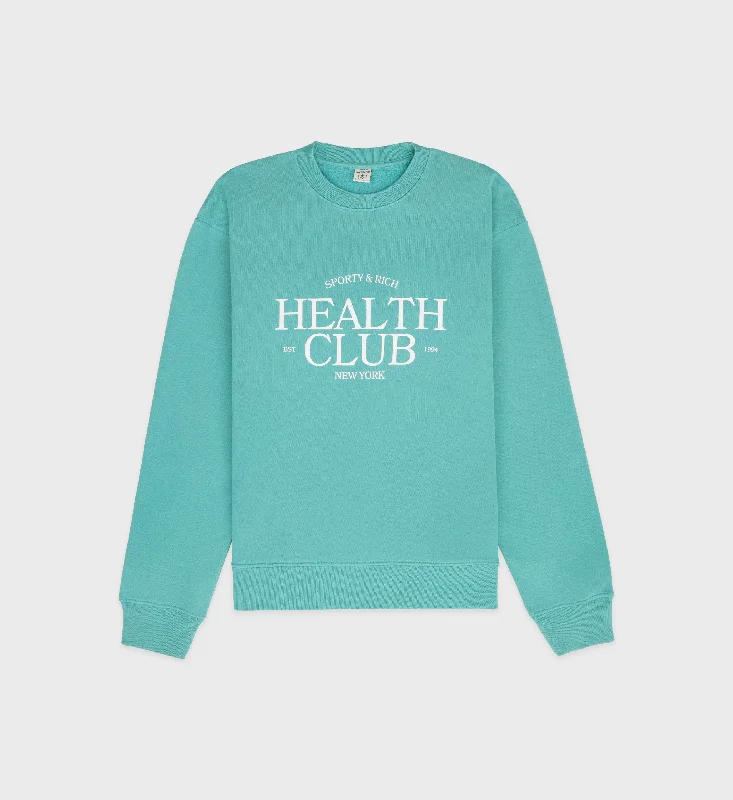 men's-hoodie-in-ledge-blue-SR Health Club Crewneck - Faded Teal/White