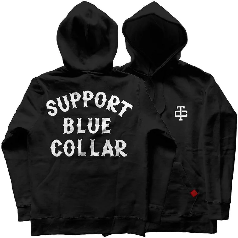 men's-hoodie-with-back-ravine-Support Blue Collar Hoodie: Black