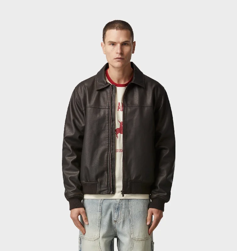 Men's cycling windbreaker jackets-Tanner Faux Leather Jacket - Espresso