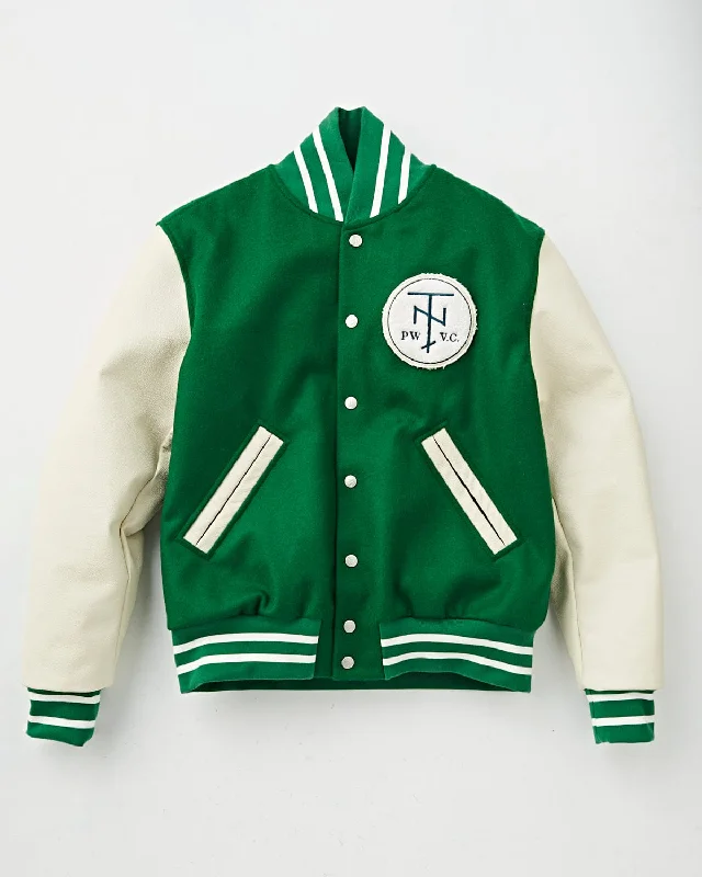 Men's soft leather jackets-Tenue. x Private White V.C. Varsity Jacket Forest Green