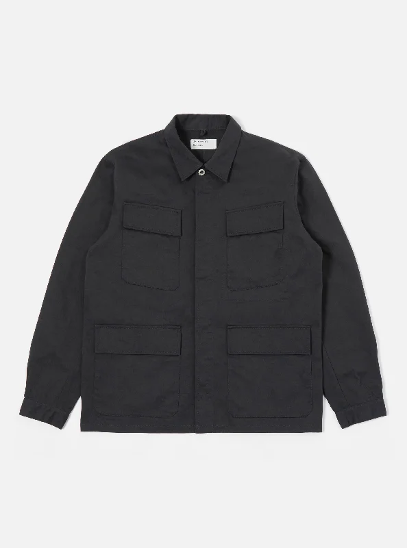 Men's rugged utility jackets-Universal Works MW Fatigue Jacket in Black Twill