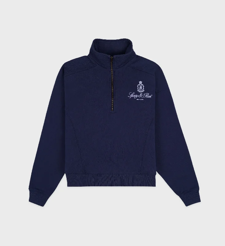 men's-hoodie-in-ledge-blue-Vendome Quarter Zip - Navy/White