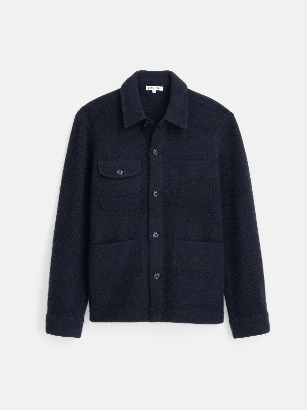 Men's stylish bomber jackets-Work Jacket In Boiled Wool