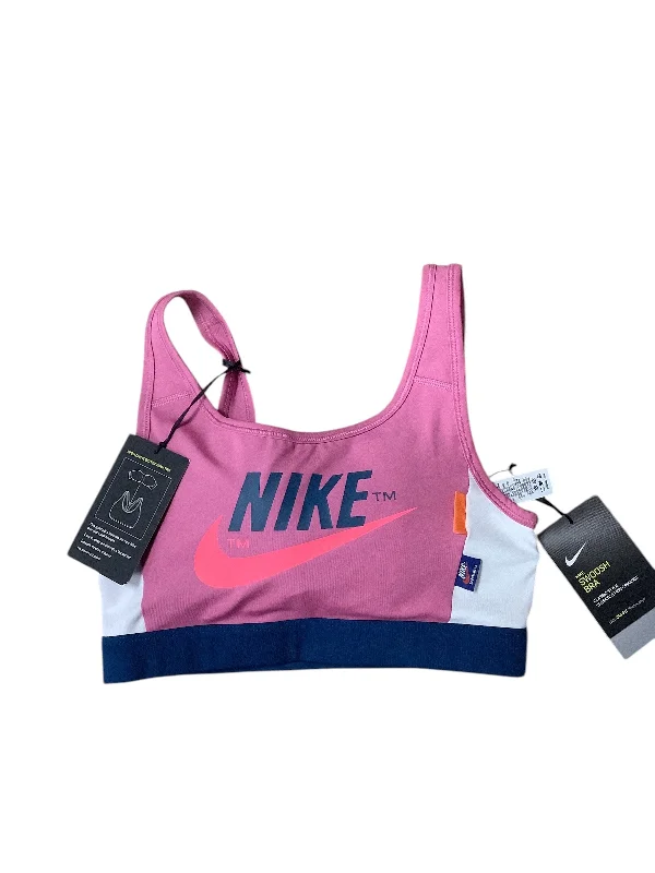 Men's short-sleeve warm dense-poly top-Athletic Bra By Nike Apparel In Blue & Pink, Size: S